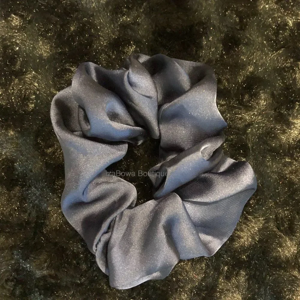 Navy Satin Scrunchie    (kids)  SC2671  Handmade NWT Boutique